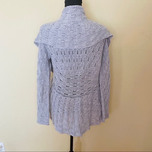 Size L | Gray Ruffle Knit Wrap Sweater - Picture 4 of 7